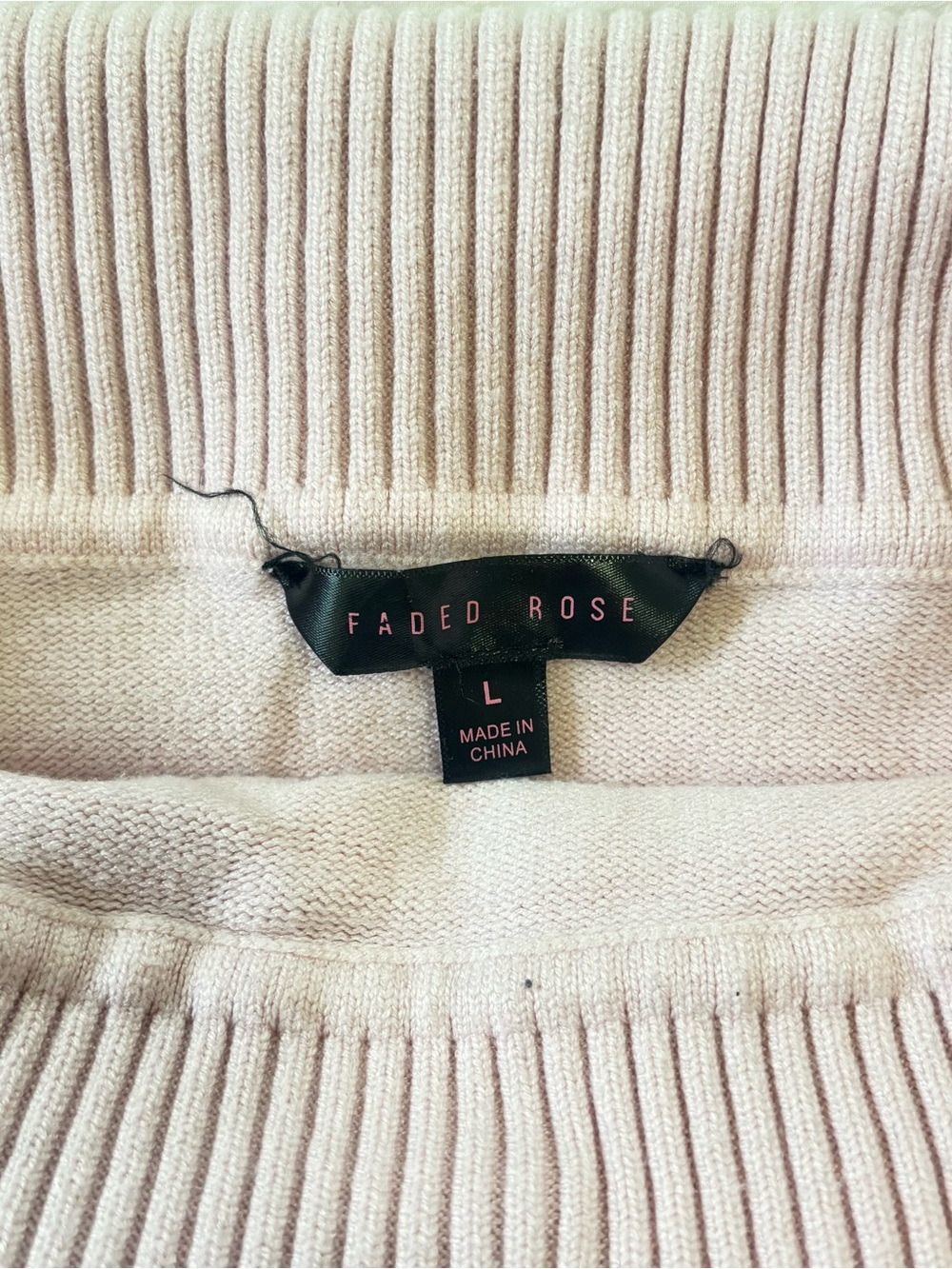 Faded Rise Off-Shoulder Ribbed Sweater - Light Pink - Picture 6 of 6